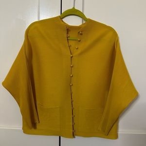 Gold pleated button down top